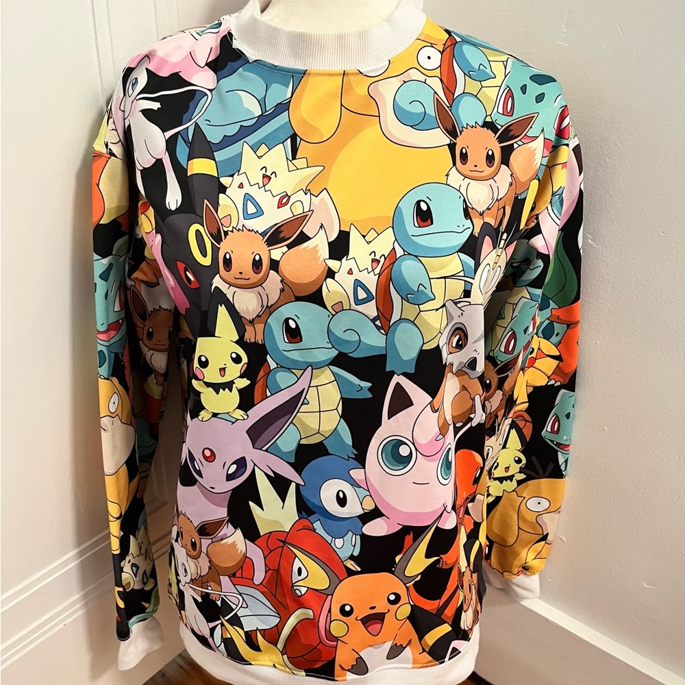 Pokemon Black Multicolor All-Over Character Sweatshirt